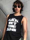 youth stands with KICK OUT THE JAMS black tank top and sunglasses