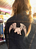 white panther winged panther mc5 chenille patch on denim
